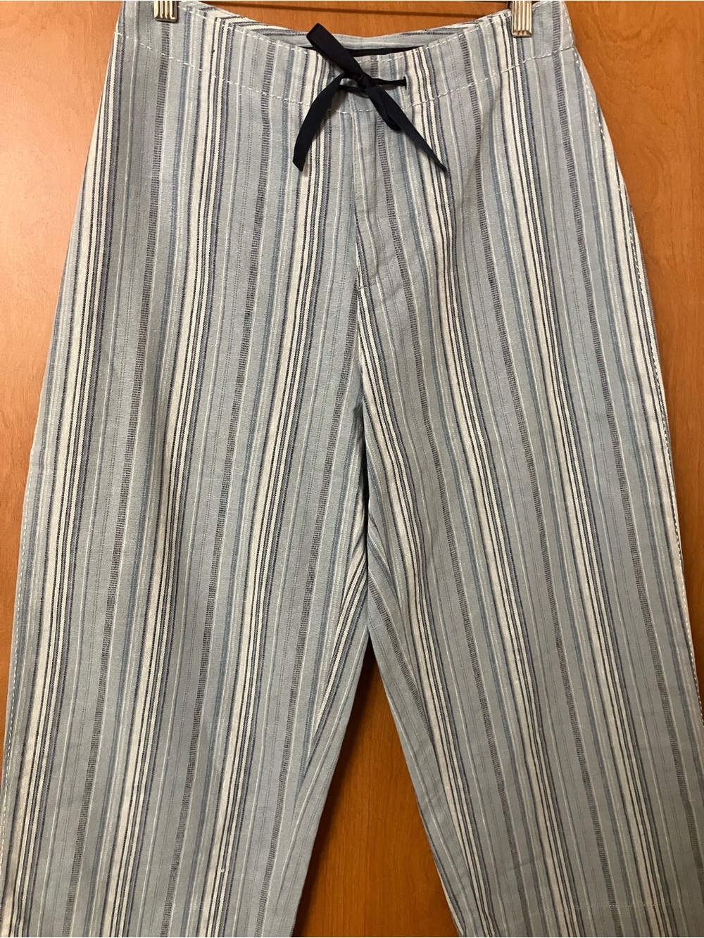 Lee Women's Blue Striped Linen Blend Crop Capri Pants Size 6P